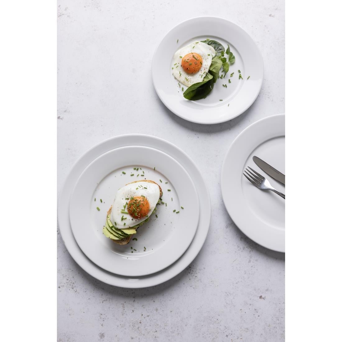 Olympia Whiteware borden met brede rand 23cm (12 stuks)
