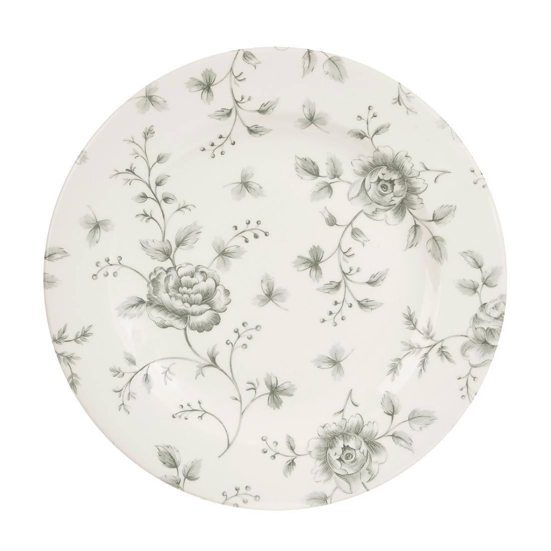 Churchill Rose Chintz Grey Bord 21cm (pak van 6)