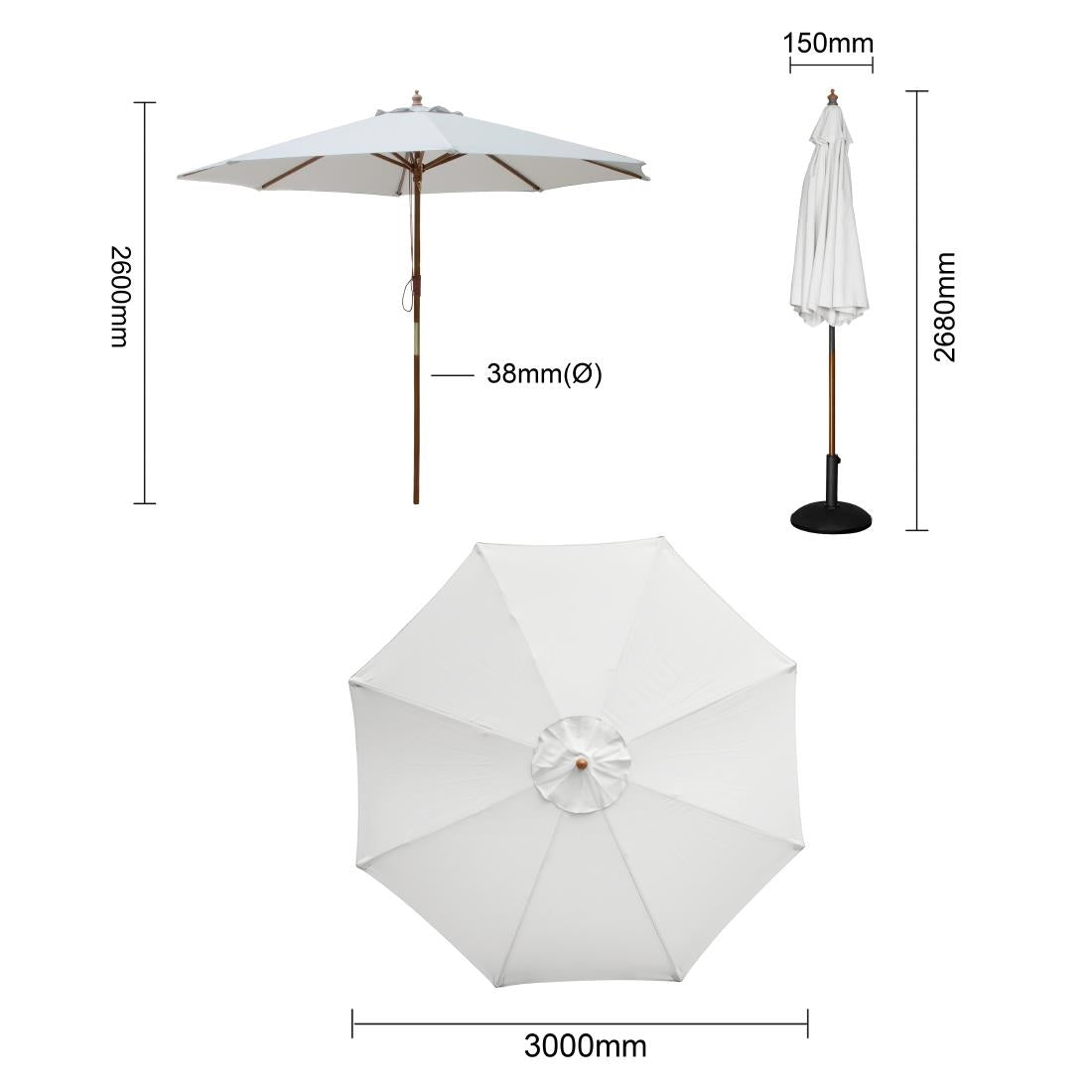 Bolero ronde parasol grijs 300cm