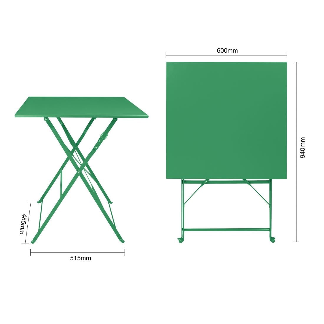 Bolero Perth bosgroene trottoirstijl vierkante tafel 600 mm