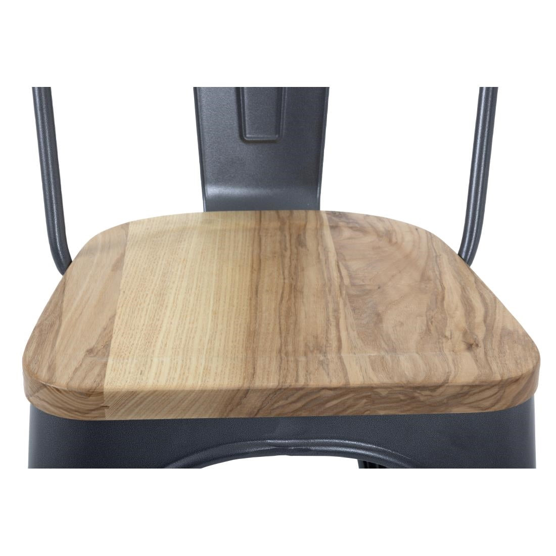 Bolero Bistro stalen stoelen met houten zitting grijs (4 stuks)