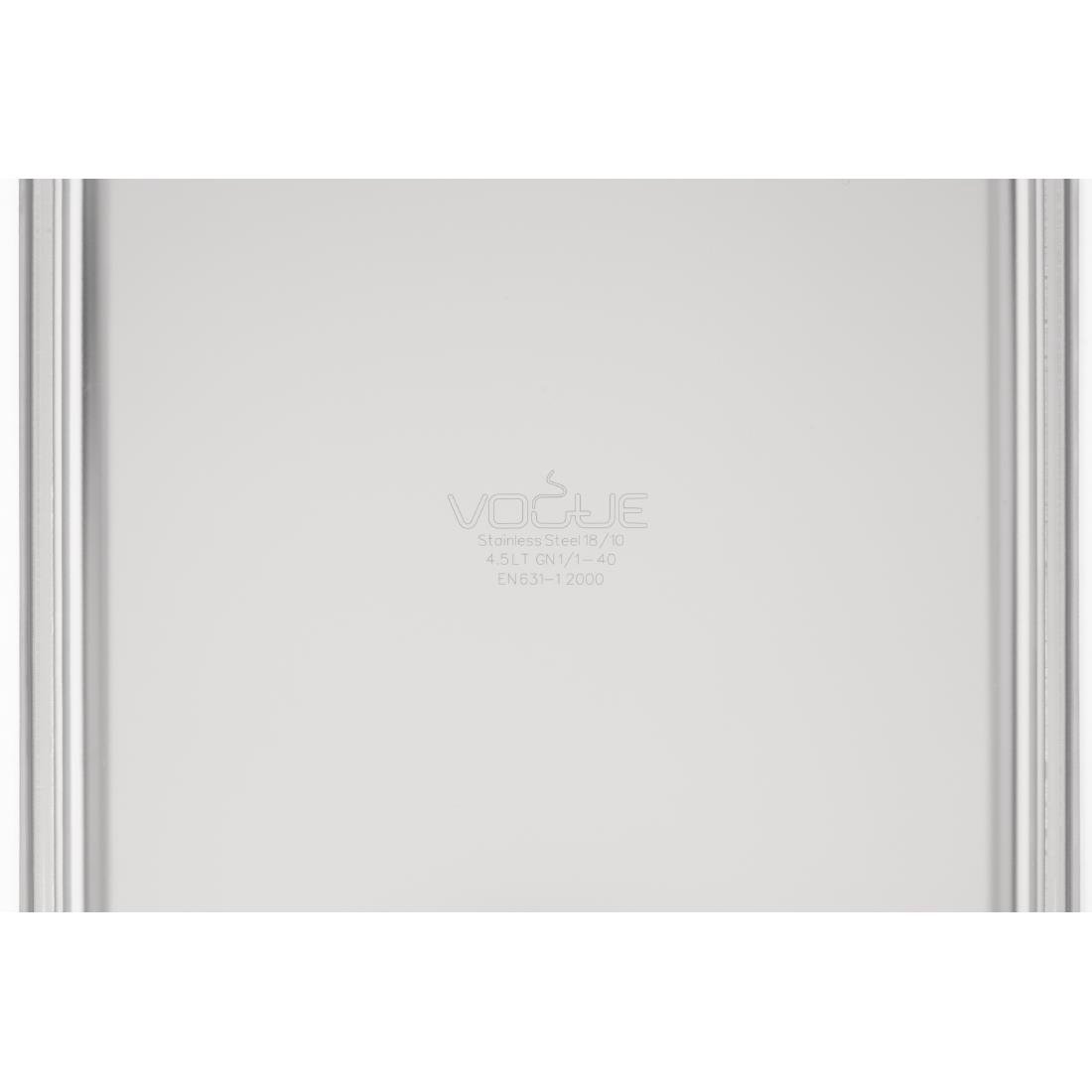 Vogue heavy-duty RVS GN 1/1 bak 40mm