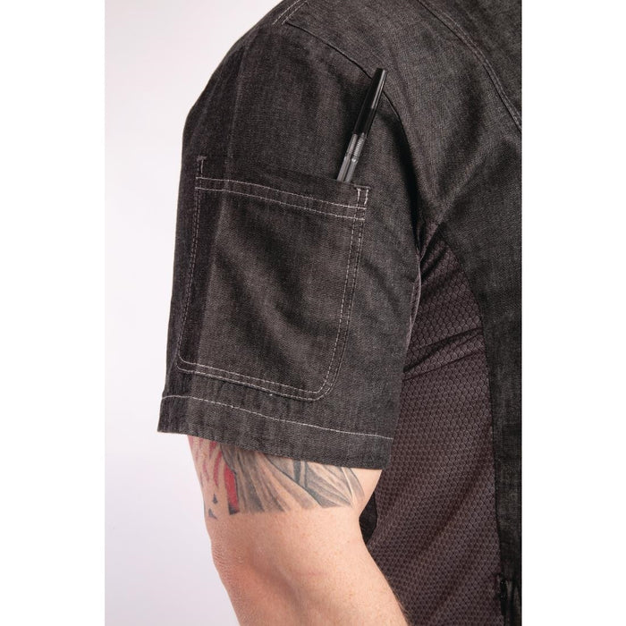 Koksbuis Korte Mouw Denim Grijs Chef Works S