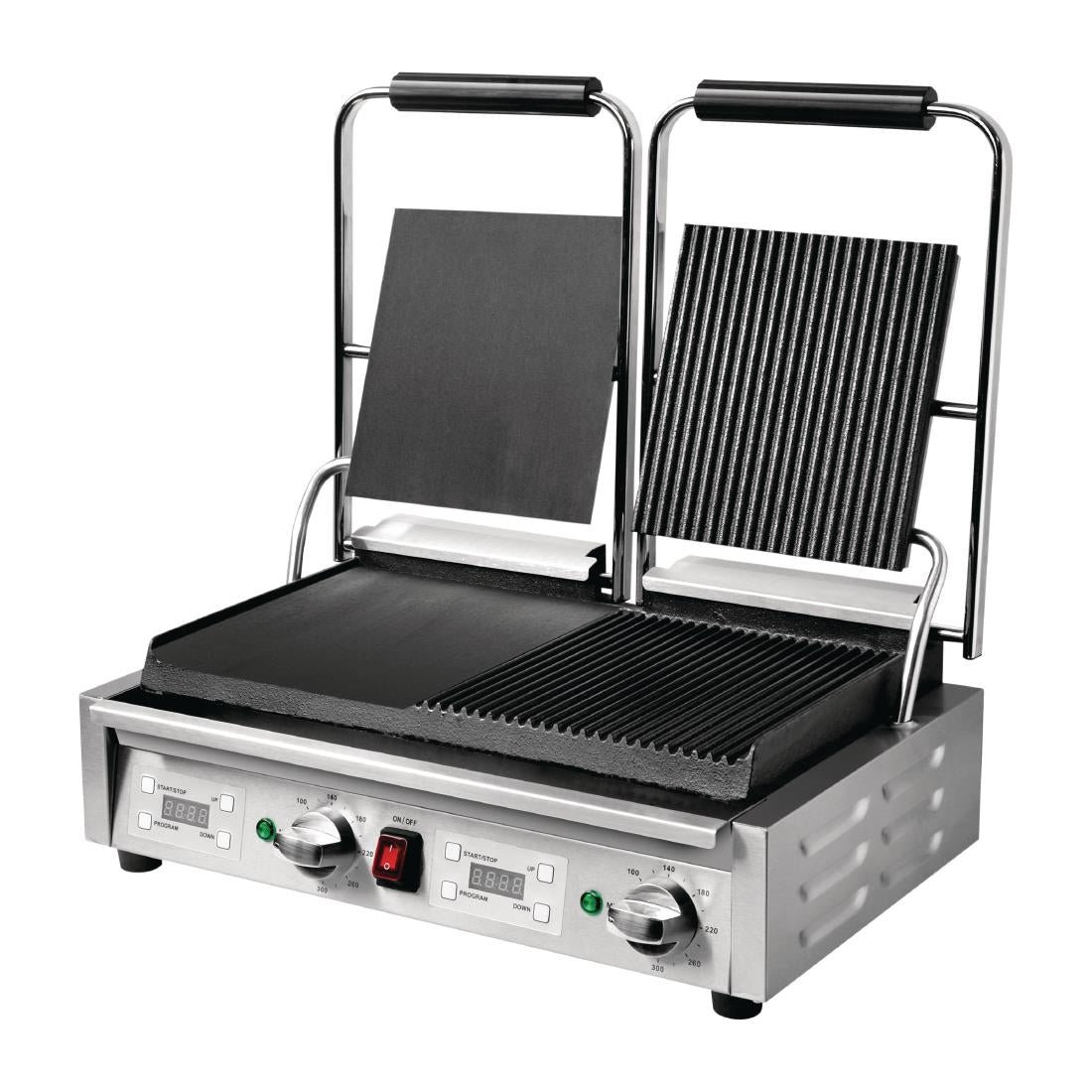 Buffalo dubbele halve geribbelde contactgrill