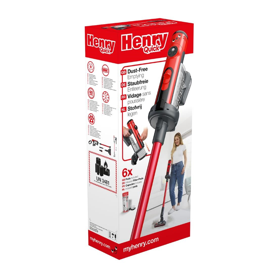 Numatic Steelstofzuiger Henry Quick Hen100R Rood