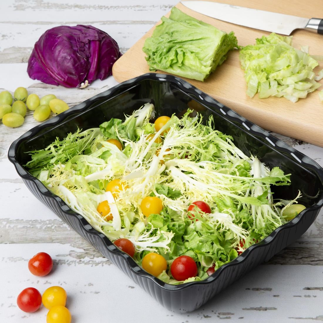 Olympia Kristallon Grote Saladeschaal - Zwart