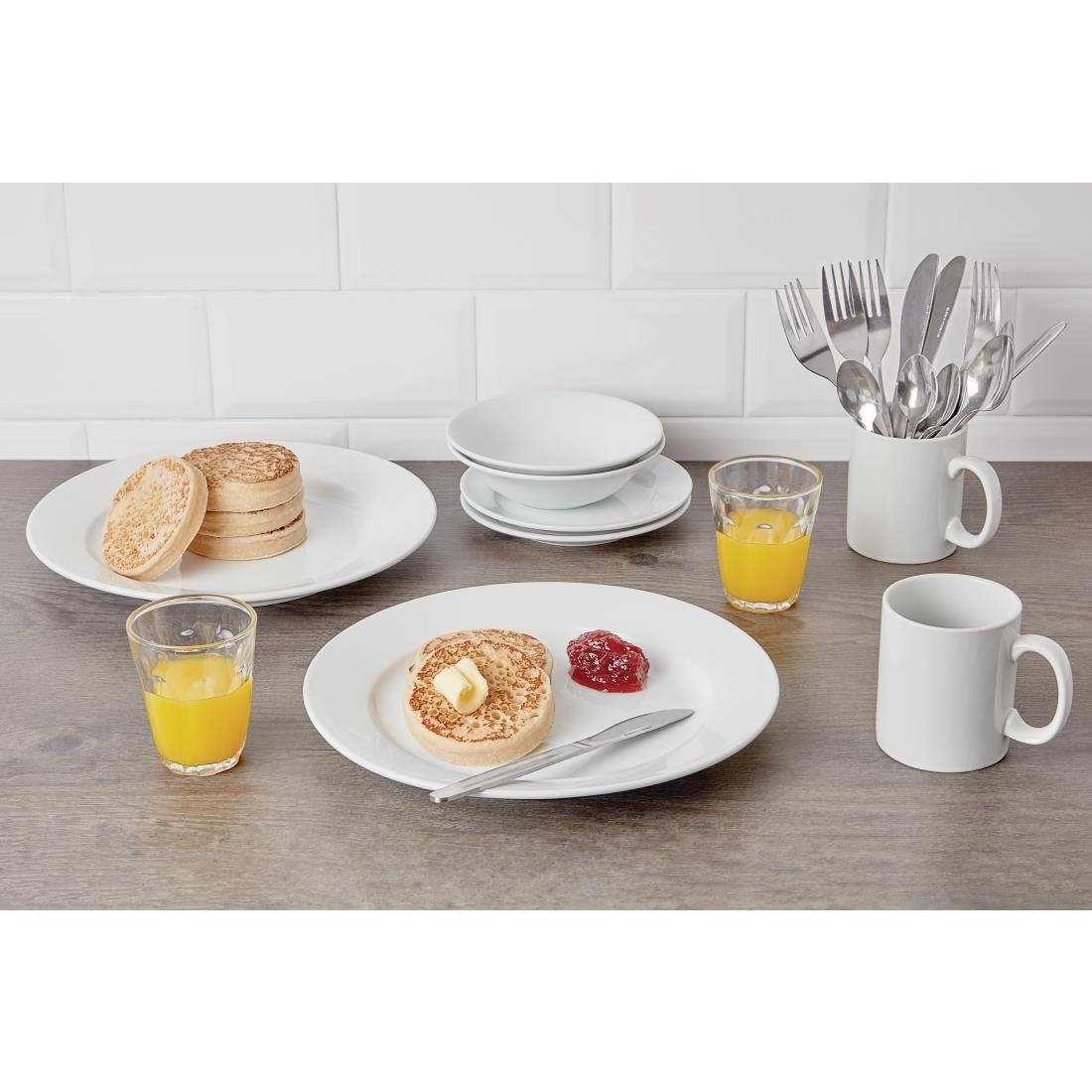 Olympia Athena borden met brede rand 28cm wit (6 stuks)