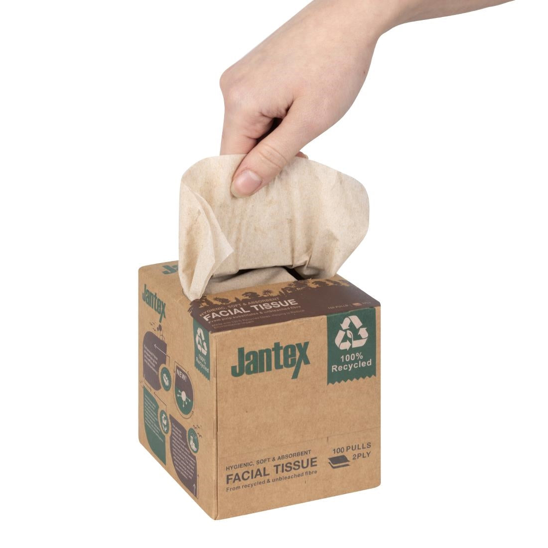 Jantex Groen 100% Gerecyclede Gezichtsdoekjes Kubus 100 Vel (36 Pak)