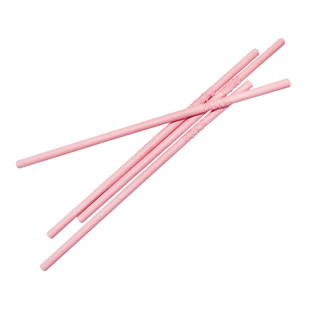 Fiesta Compostable composteerbare papieren buigrietjes roze (250 stuks)