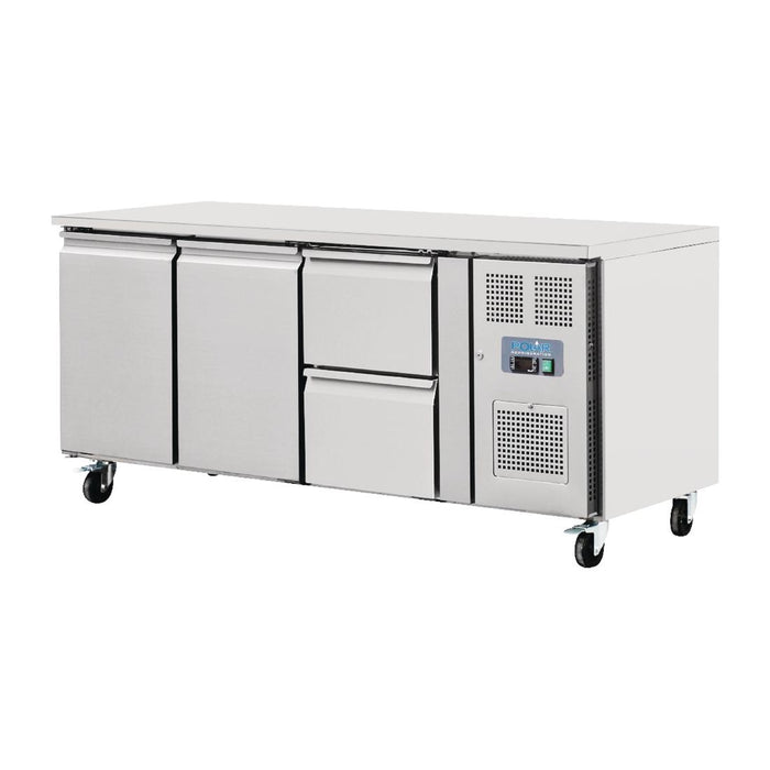 Polar U-serie koelwerkbank 2 deuren en 2 laden 417L