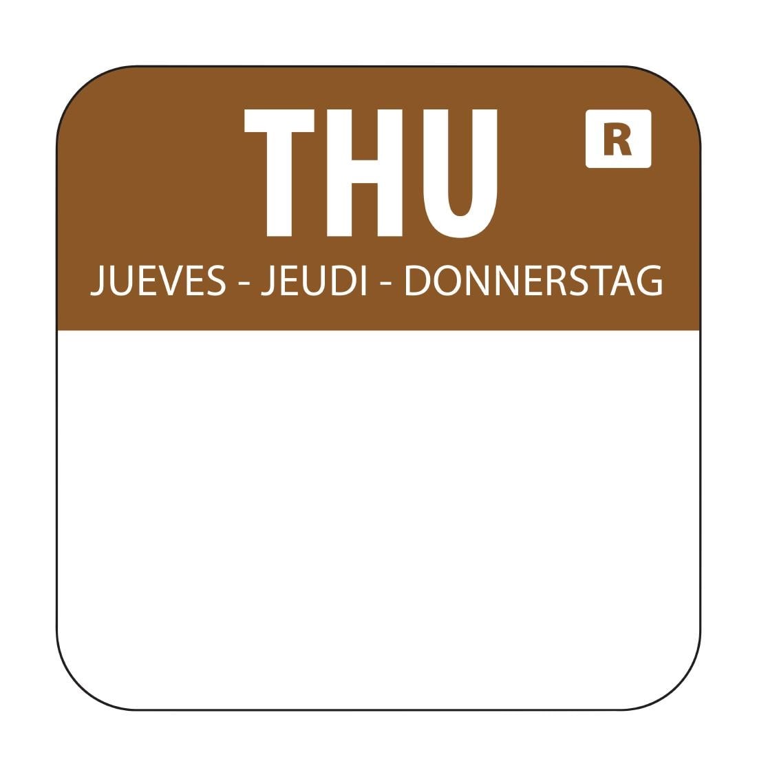 Hygiplas voedseletiketten donderdag kleurcode bruin (1000 stuks)