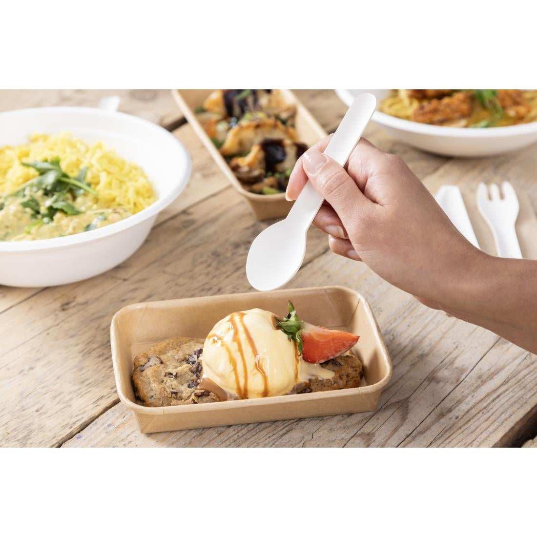 Fiesta Composteerbare Papieren Theelepels 132mm (Verpakking Van 100)