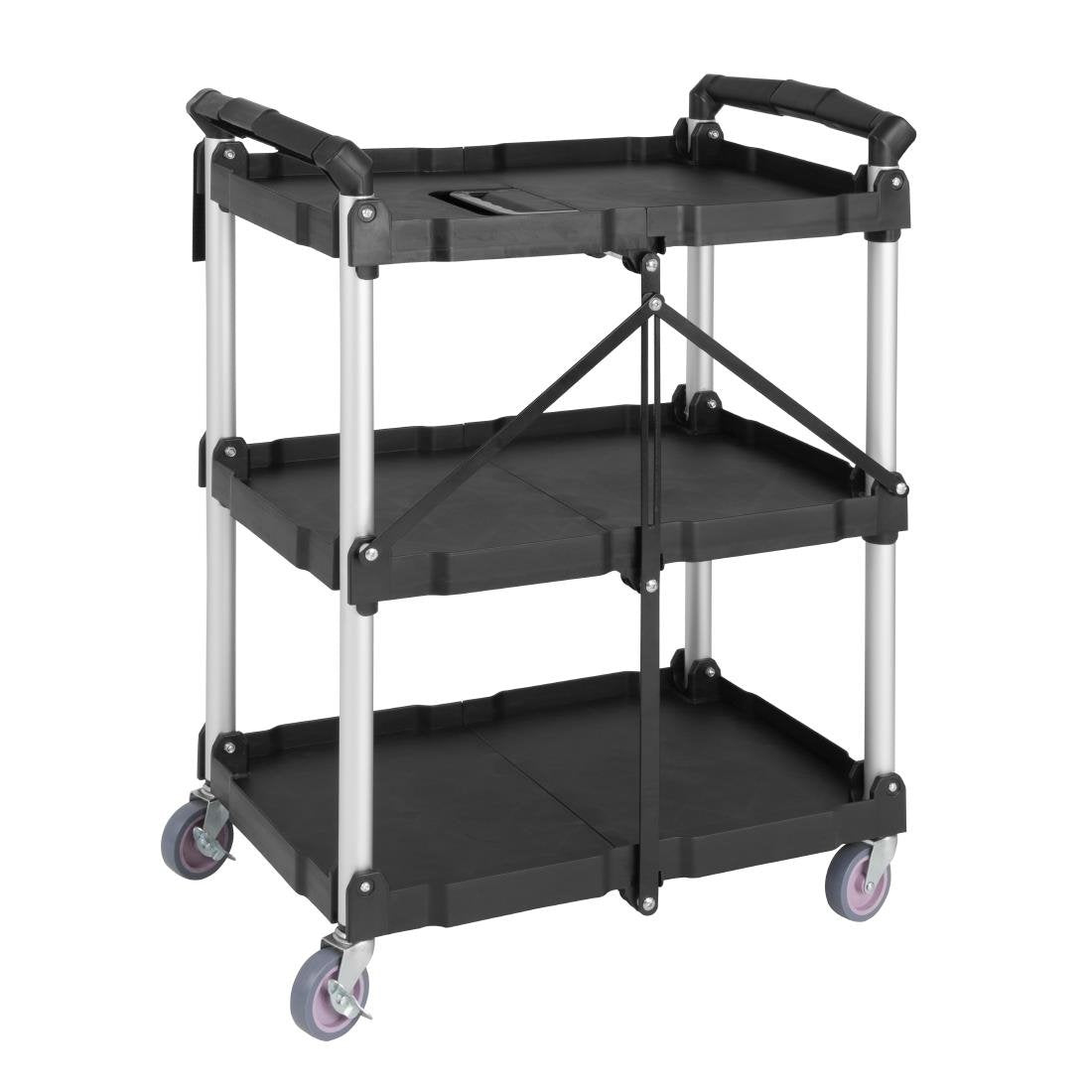 Vogue 3-Laags Opvouwbare Trolley Zwart Klein