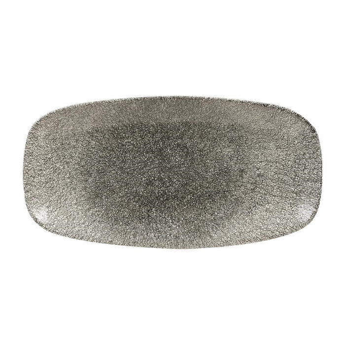 Churchill Raku Quartz Black Chefs Ovaal Bord 35.2 x 18.7cm (pak van 6)