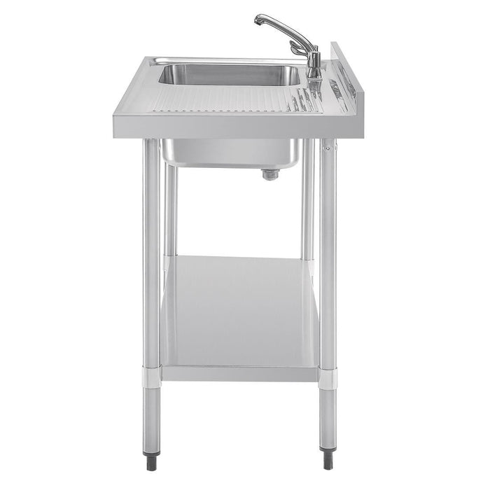 Vogue RVS spoeltafel enkele spoelbak afdruiprek rechts 120x60cm
