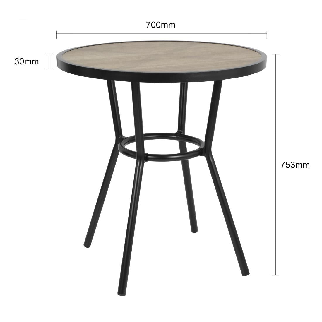 Bolero Marston Ronde Buitentafel Zwart 700mm
