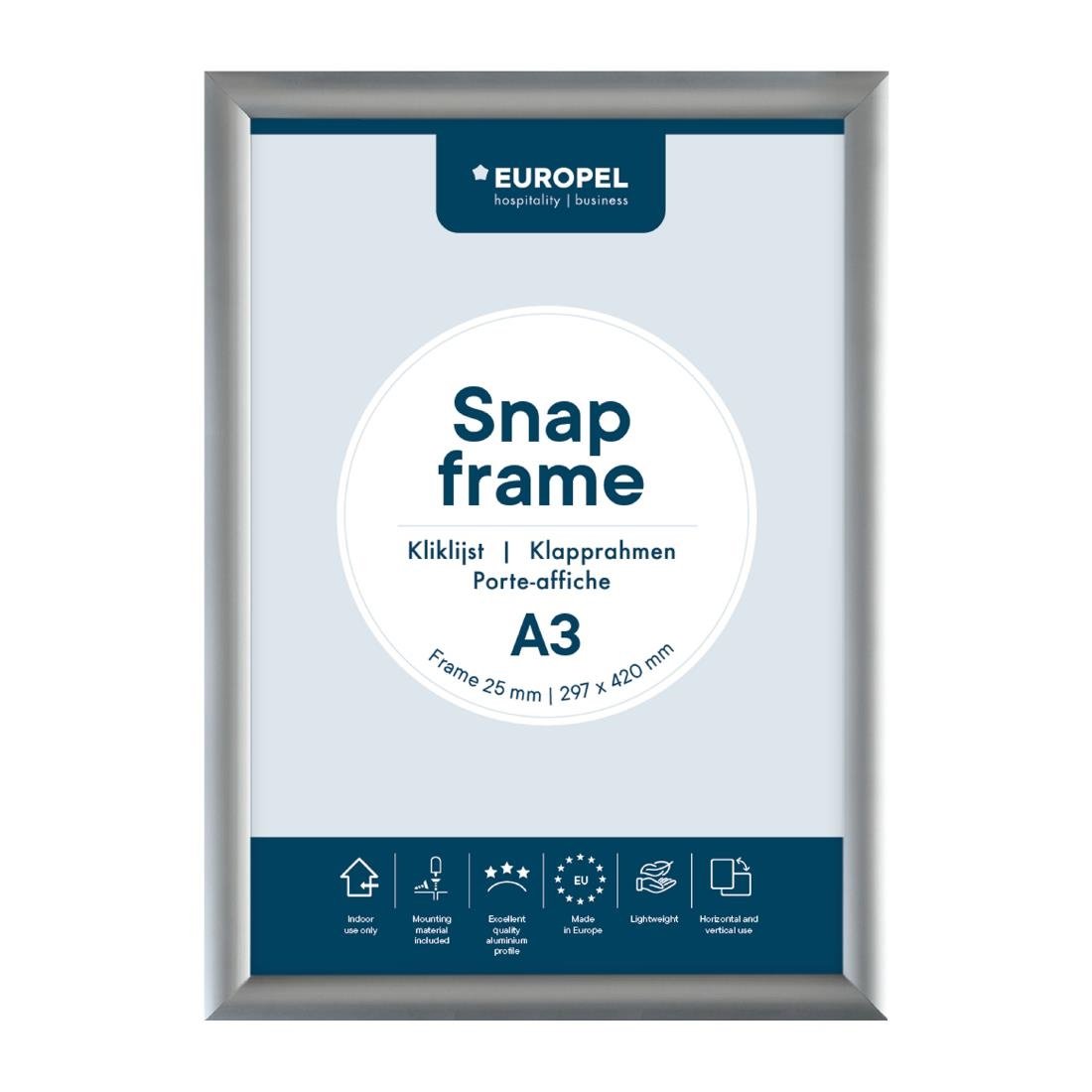 Europel Kliklijst A3 25mm Zilver