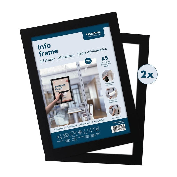 Europel Info Frame / Zelfklevende Set 2 Stuks A5 Zwart