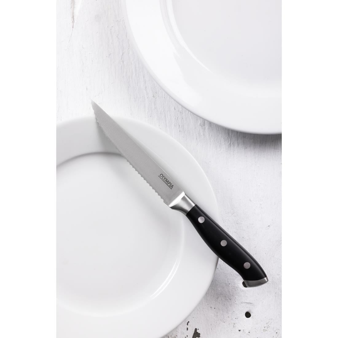 Olympia Premium Geklonken Steakmessen Met Zwarte Abs Handvatten (Set Van 6)