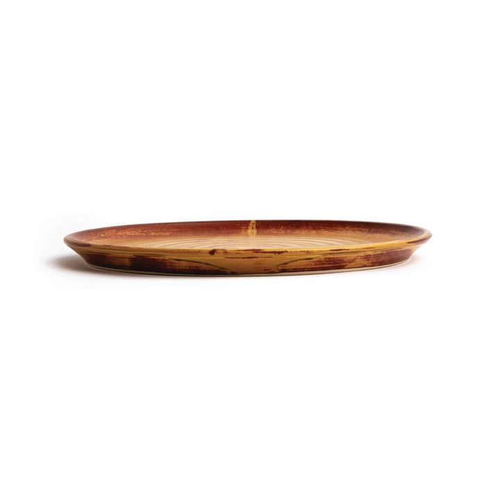 Olympia Canvas ronde borden met smalle rand roestoranje 26,5cm (6 stuks)