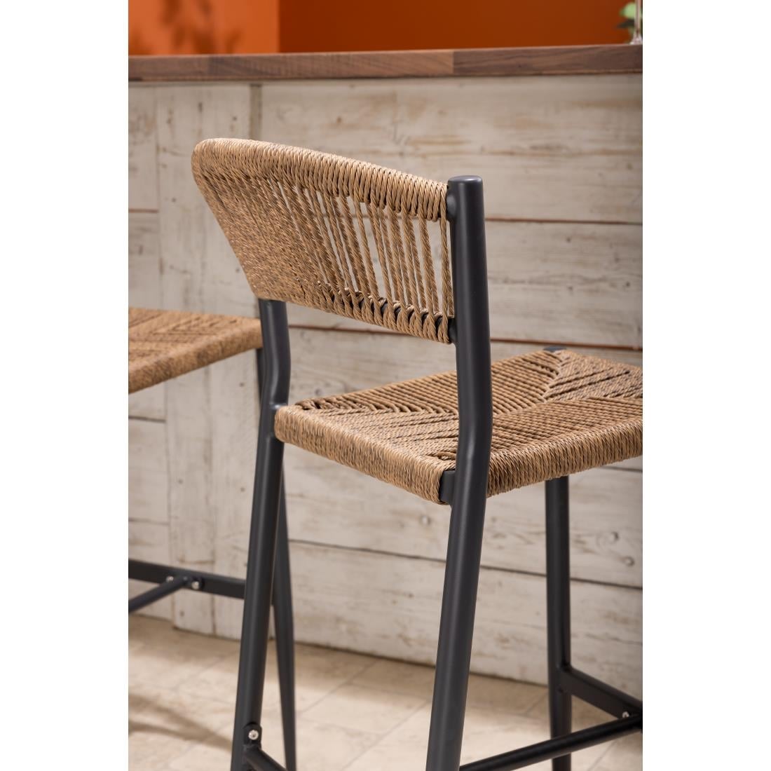 Bolero Eden PE gevlochten rattan outdoor barkrukken naturel (2stuks)