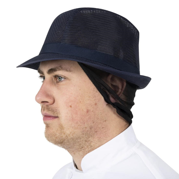 Trilby hoed met haarnetje blauw S