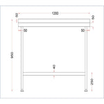 Holmes roestvrijstalen wandtafel met opstand 1200 mm