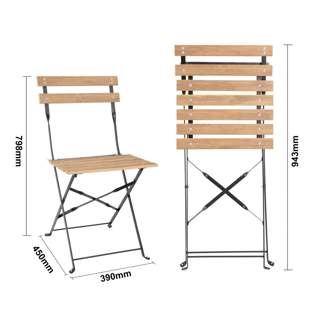 Bolero Perth Pavement Style Klapstoelen Met Houteffect (Pak Van 2)