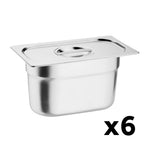 Vogue gastronorm bak set met deksels 1/9 (verpakking van 6)