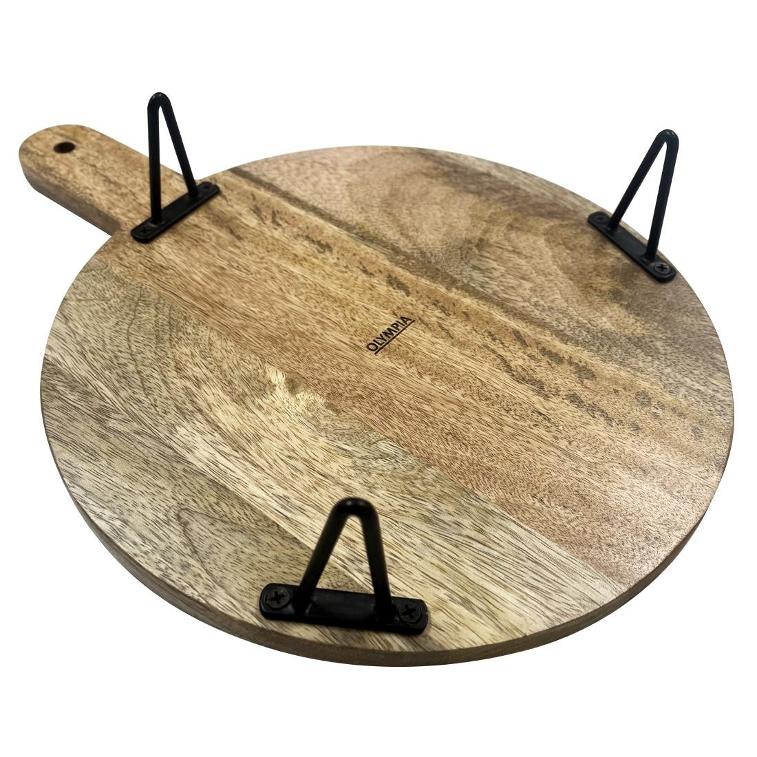 Olympia Ronde Displaystandaard Mango Hout met Metalen Poten 400x300x80mm