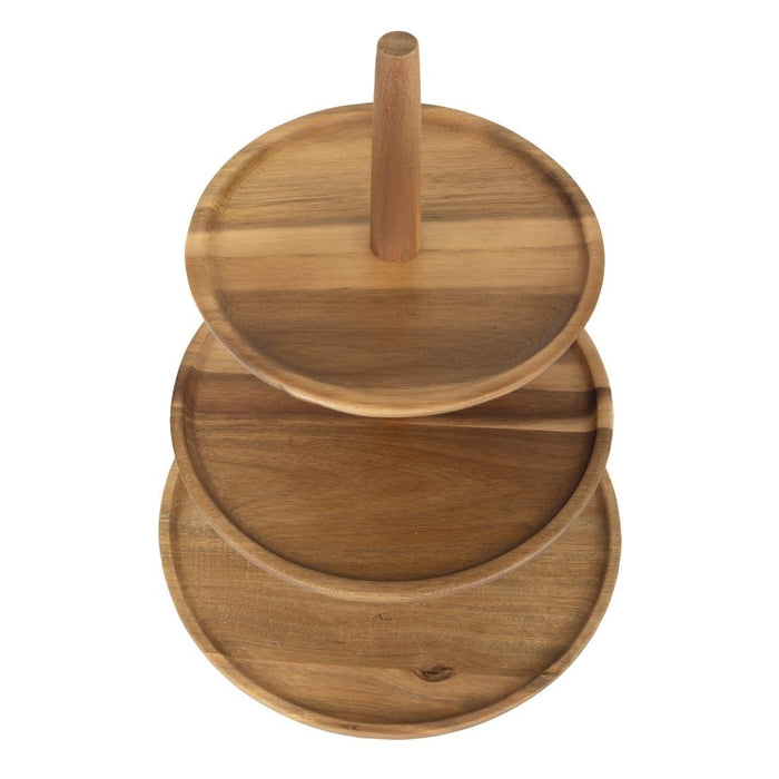 Olympia acaciahouten etagère 305(Ø) x 395(H)mm