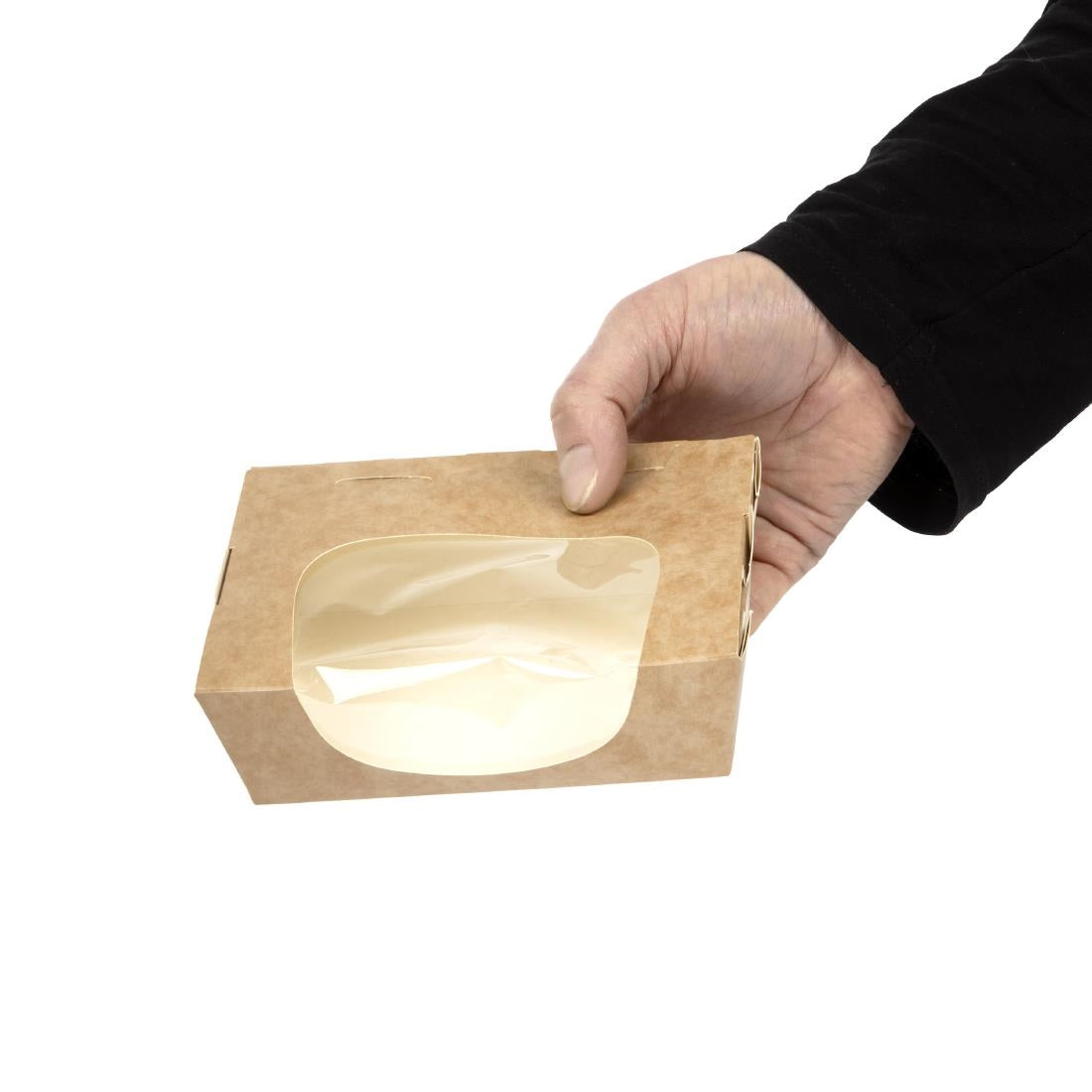 Colpac Zest kraft saladebakken met acetaat venster en insteeksluiting composteerbaar 825ml (250 stuks)