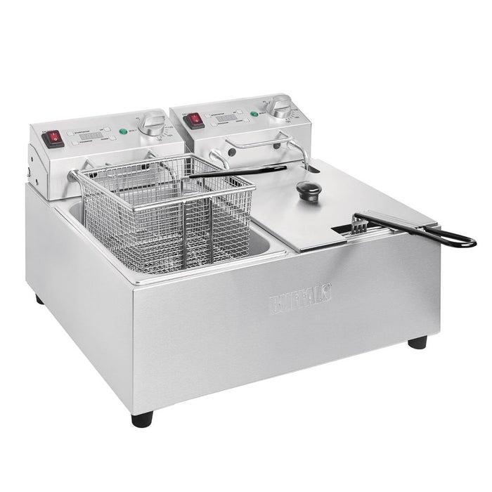 Buffalo tweeling tank tweeling mand 2x5ltr aanrecht friteuse met timers 2x2.8kw
