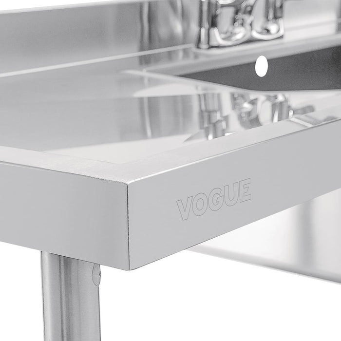 Vogue RVS spoeltafel dubbele spoelbak afdruiprek links en rechts 240x60cm