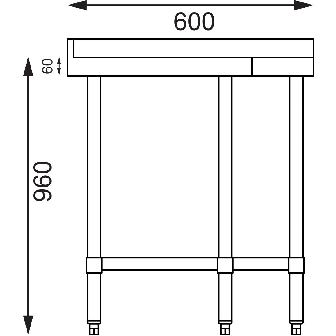 Vogue RVS werktafel hoekelement 60cm