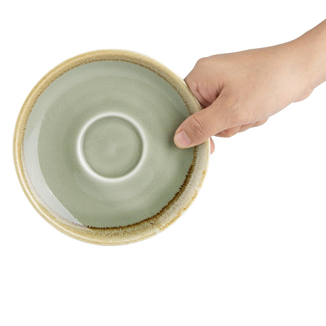 Olympia Kiln cappuccinoschotels mosgroen 14cm (6 stuks)