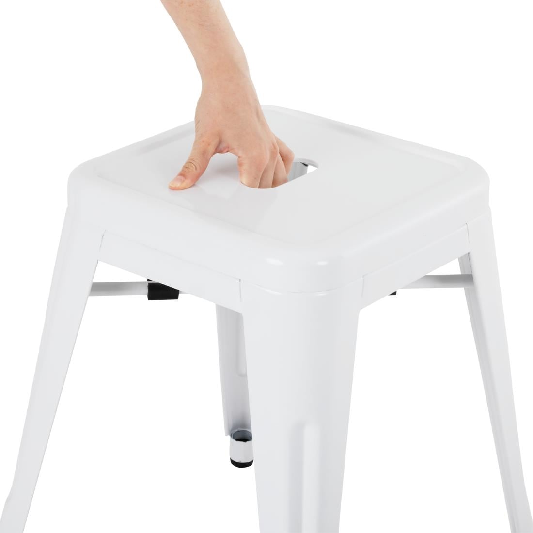 Bolero Bistro Stalen Lage Kruk Wit (4 Stuks)