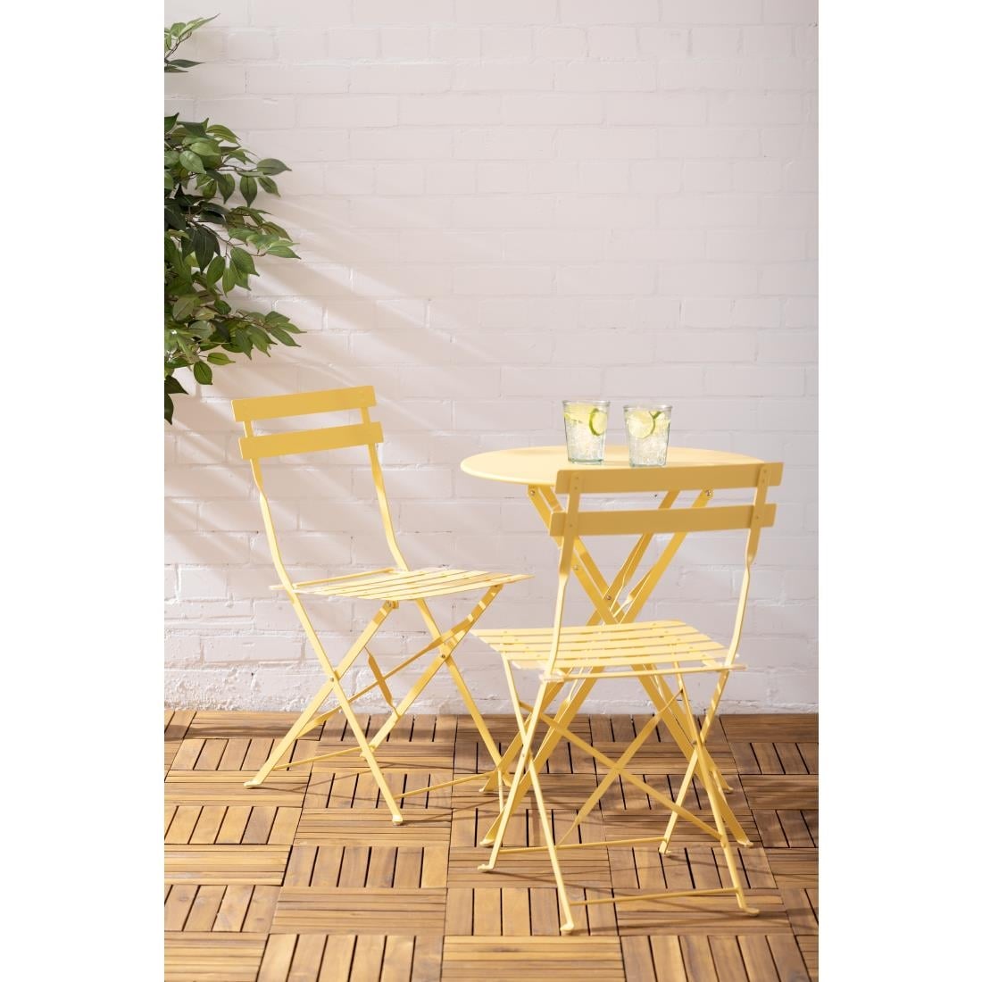 Bolero Perth zachtgele trottoirstijl ronde tafel 600 mm