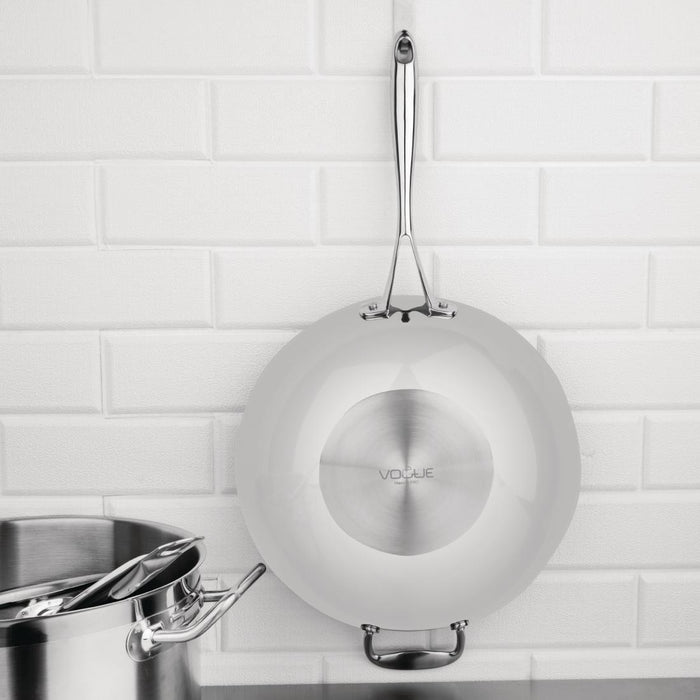 Vogue tri-wall wok met vlakke bodem 35cm