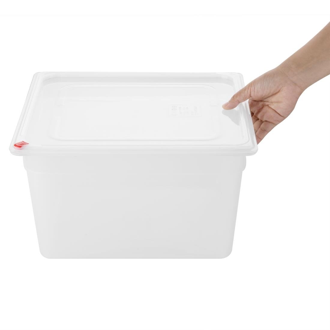 Hygiplas Click PP GN Container 2/3 met deksel & 7 kleurenclips 200mm 16.1Ltr (Set 4)