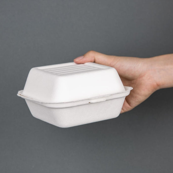 Fiesta Compostable bagasse hamburgerbakjes 153mm (500 stuks)