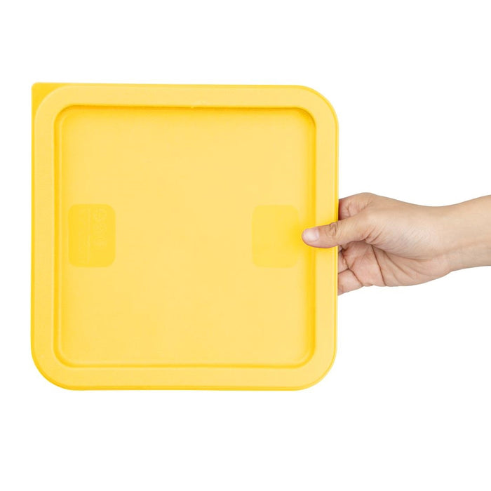 Hygiplas Vierkante Voedselopslagcontainer Deksel Geel Medium