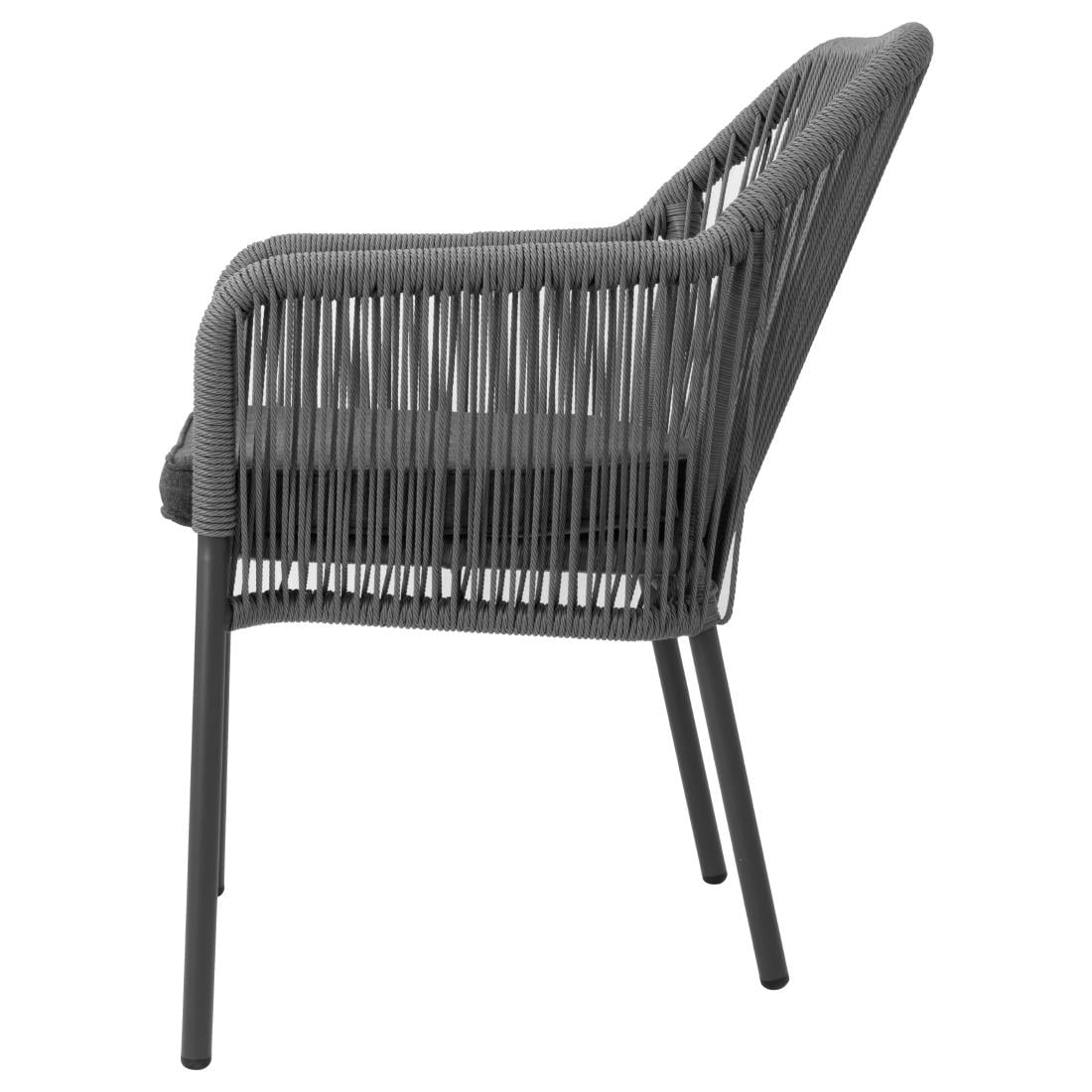 Bolero Bay PE gevlochten rattan outdoor armstoelen antraciet (2 stuks)