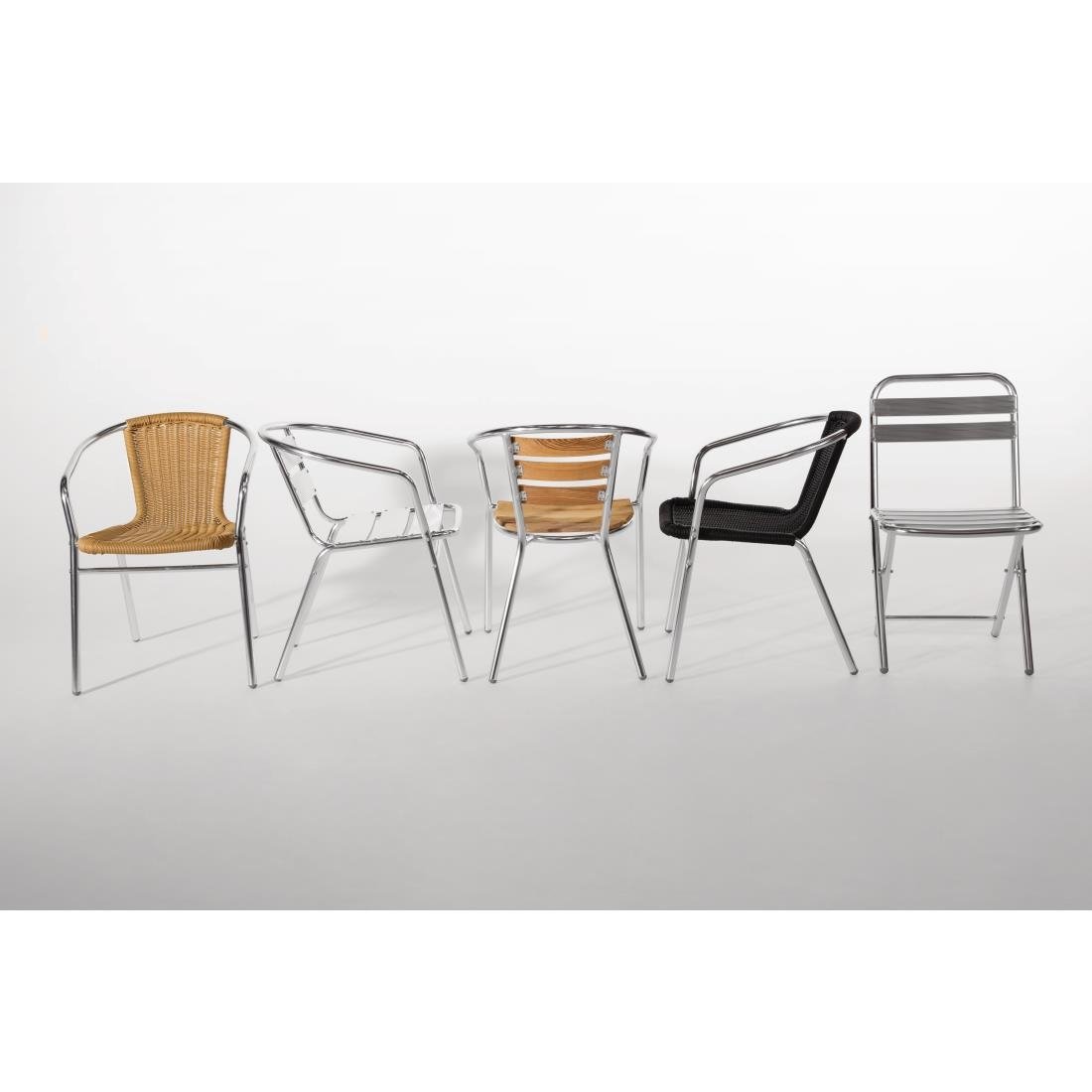 Bolero aluminium en essenhouten stoelen met armleuning (4 stuks)
