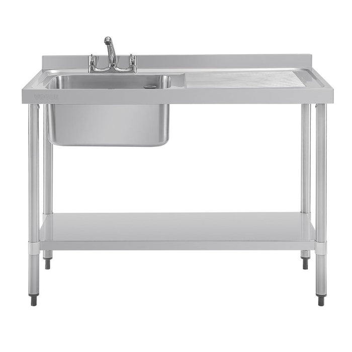 Vogue RVS spoeltafel enkele spoelbak afdruiprek rechts 120x60cm
