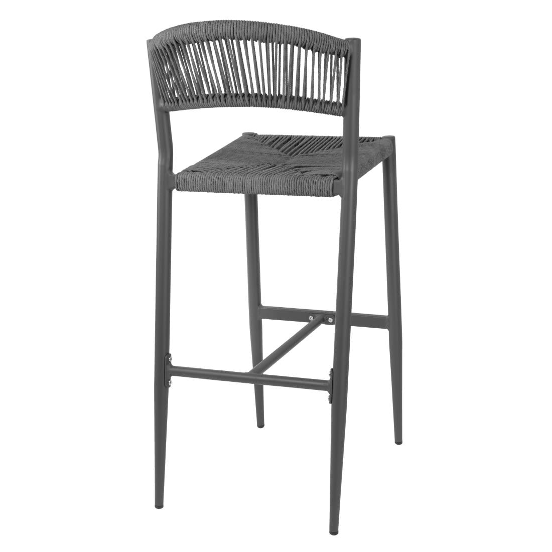 Bolero Eden PE gevlochten rattan outdoor barkrukken antraciet (2 stuks)