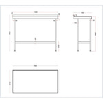 Holmes roestvrijstalen wandtafel met opstand 1500 mm