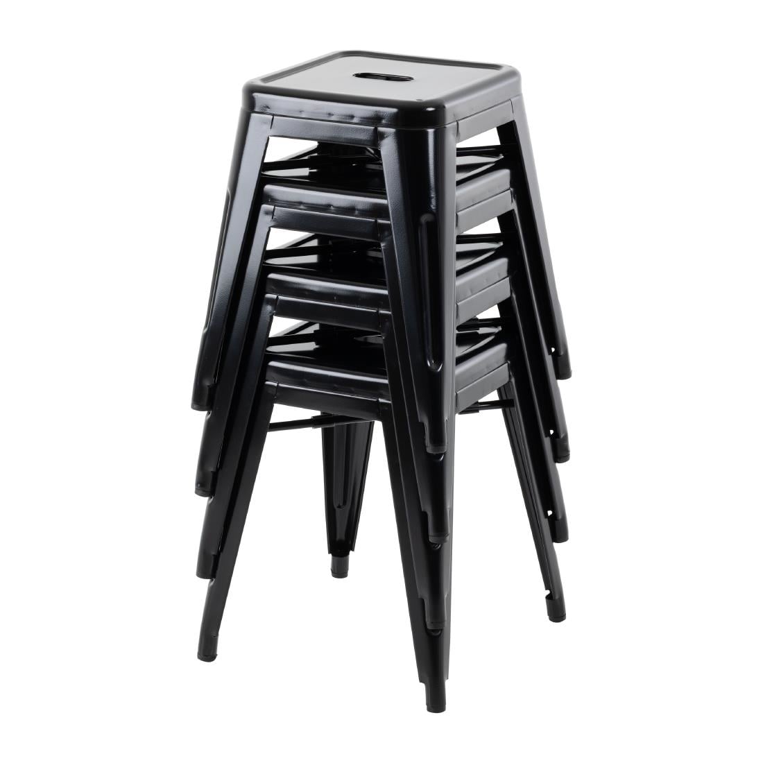 Bolero Bistro gegalvaniseerd stalen lage kruk zwart (4 stuks)