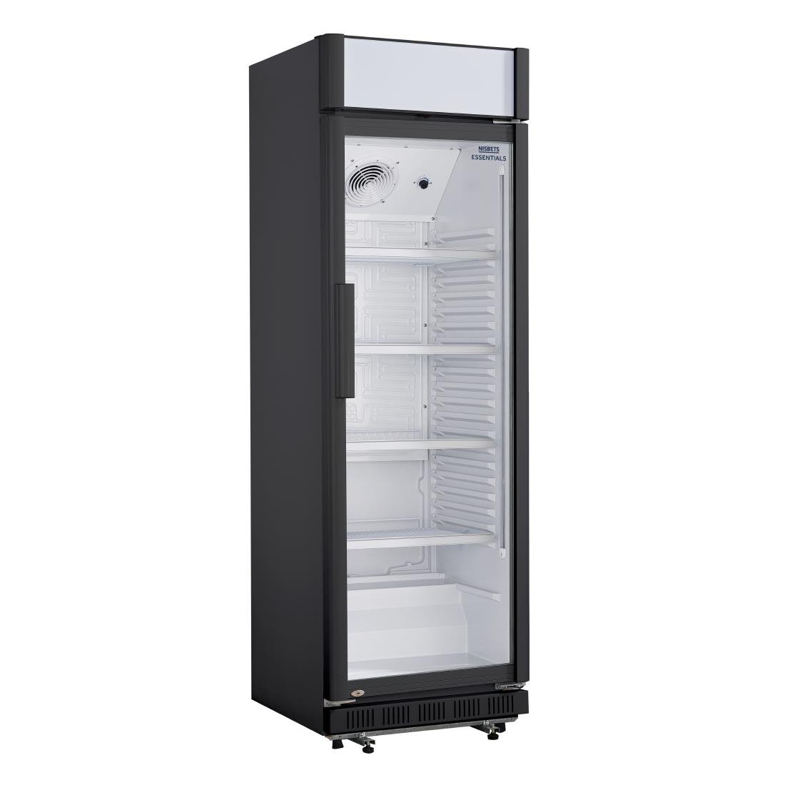 Nisbets Essentials Rechtopstaande Display Koeling met Lichtbak 346Ltr