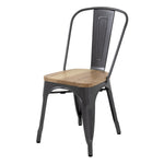 Bolero Bistro stalen stoelen met houten zitting grijs (4 stuks)